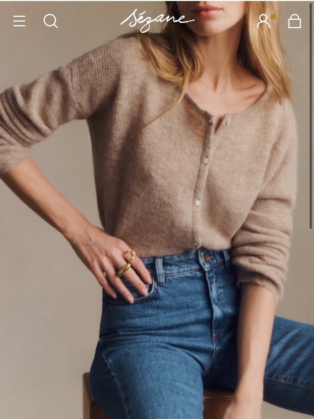 Sezane Gaspard Cardigan Light Beige